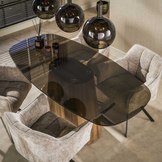 Moderner Esstisch Tinto Centro von lefurn.de mit hellem Holzdesign und robusten Beinen, perfekt für den Essbereich.