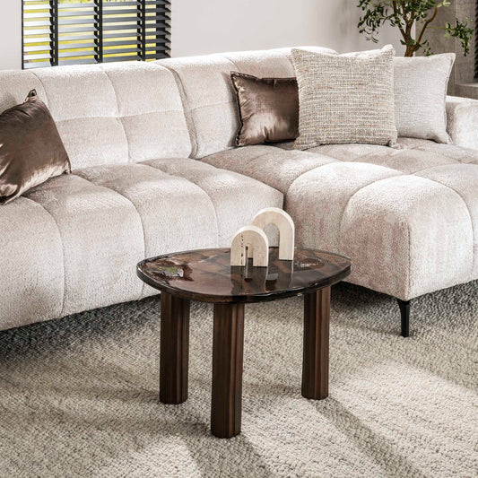 Moderner Couchtisch Eclipse 1 M aus Holz in hellem Finish, Blick auf die glatte Oberfläche und stabile Konstruktion.