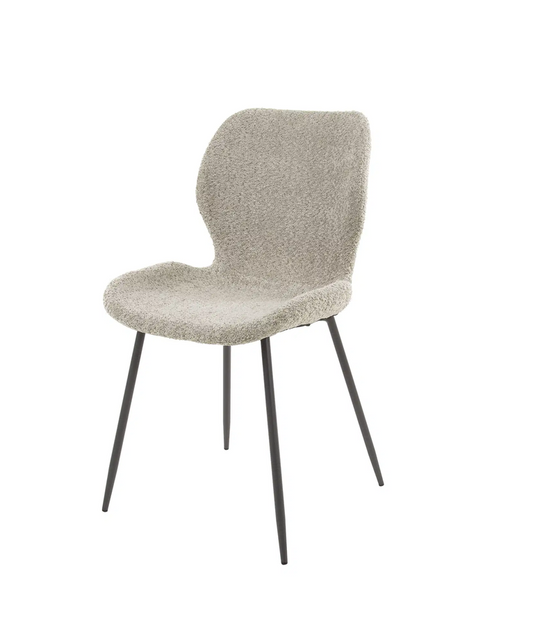 Moderner Bouclé-Stuhl von lefurn.de mit weichem Stoffbezug und elegantem Design, ideal für Esszimmer oder Wohnzimmer.