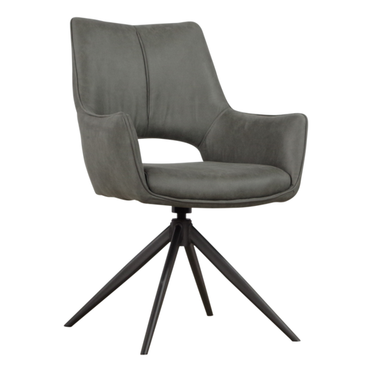 Moderner Lou Stuhl von lefurn.de mit schwarzem Sitz und Holzbeinen, bequem und stilvoll für Esszimmer oder Arbeitsbereich.