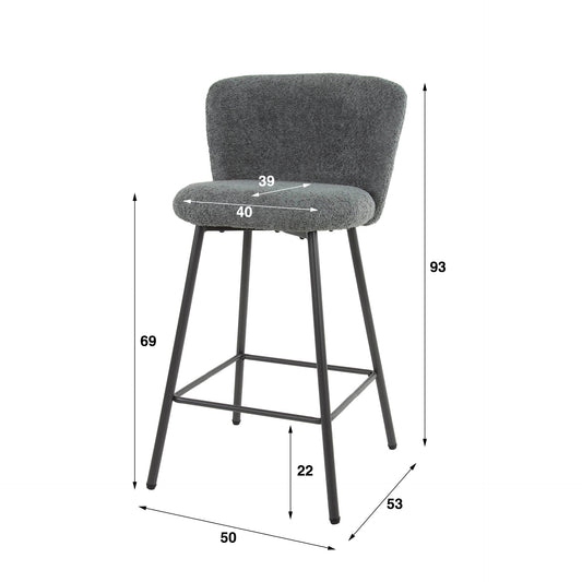 Weißer Barstuhl Curve Bouclé von lefurn.de mit modernem Design und bequemer Polsterung, ideal für die Bar oder Küche.
