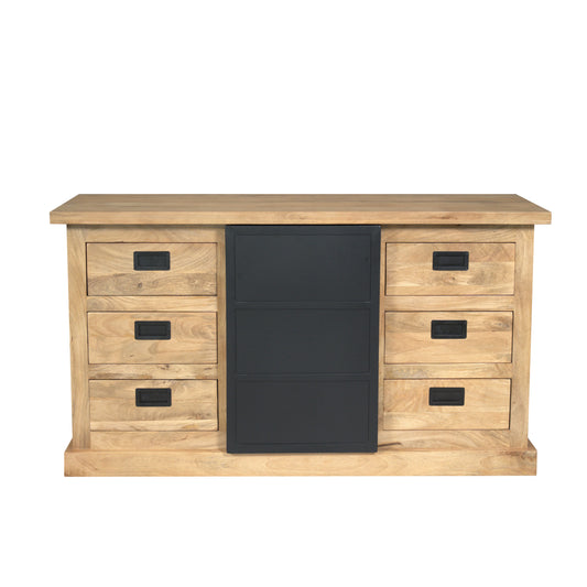 Helles Sideboard Noa 160 von lefurn.de mit Schubladen und Türen, modernes Design, Holzoptik, für Wohnzimmer oder Essbereich