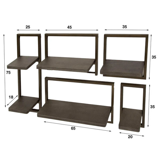 Wandregal Set Ferro von lefurn.de, modernes Wandregal mit schwarzem Metallrahmen und Holzregalböden, ideal für Wohnzimmer und Küche