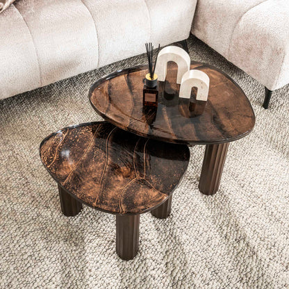 Moderner Couchtisch Eclipse 1 S aus Holz mit schwarzem Metallgestell, elegantes Design, von lefurn.de.