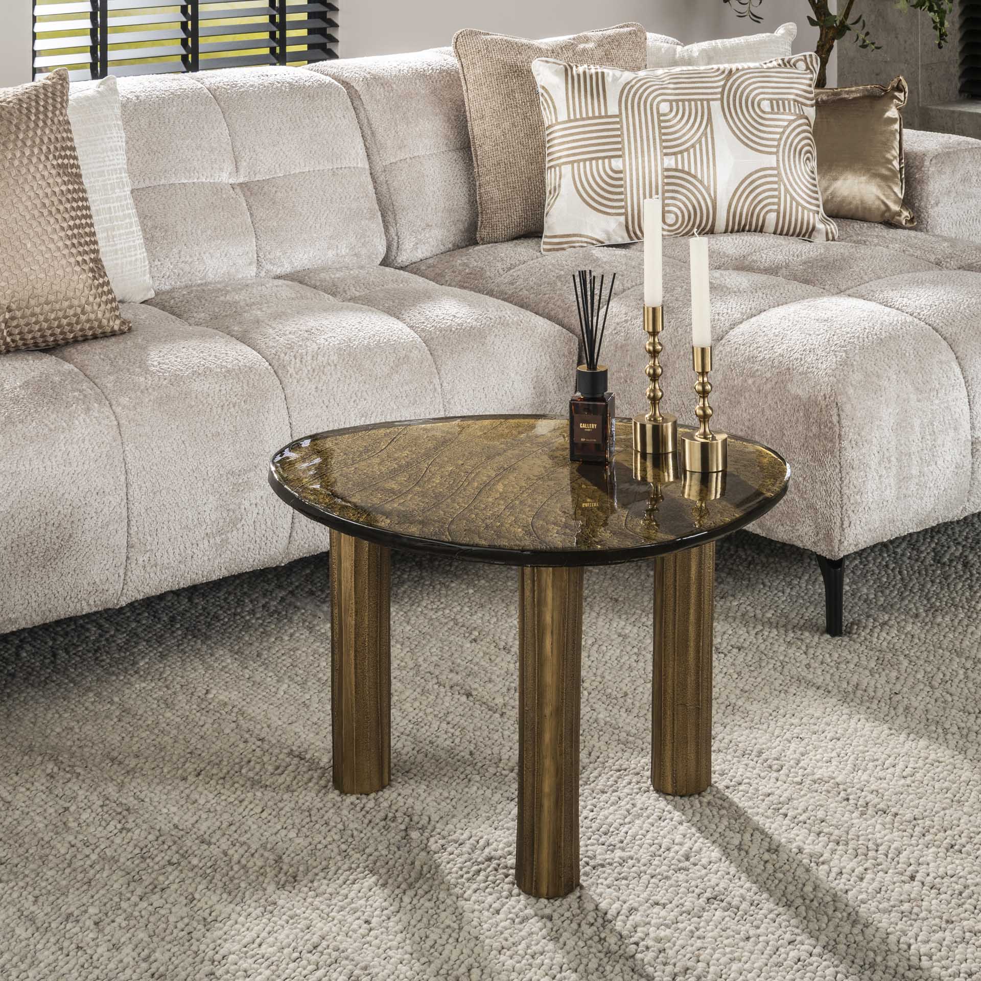 Moderner Couchtisch Eclipse 1 L aus Holz mit schwarzer Metallbasis, kompakte Tischplatte, stilvoller Wohnzimmertisch von lefurn.de
