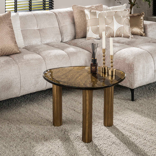 Moderner Couchtisch Eclipse 1 L aus Holz mit schwarzer Metallbasis, kompakte Tischplatte, stilvoller Wohnzimmertisch von lefurn.de