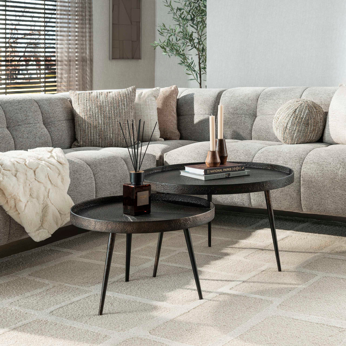 Couchtisch Set Metallic Rund