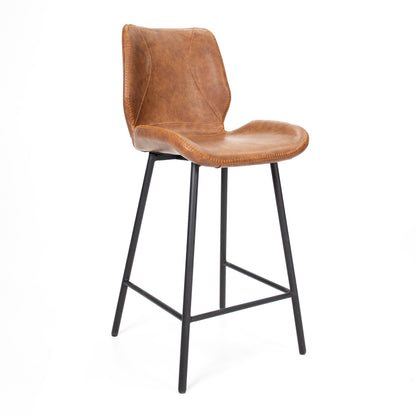 Moderner Barstuhl Barron von lefurn.de mit schwarzem Sitz und Holzbeinen, stilvolles Design für Küche oder Bar.