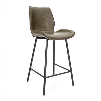 Hochwertiger Barstuhl Barron von lefurn.de mit Holzsitz und schwarzem Metallgestell, ideal für Bartheken oder Kücheninseln.