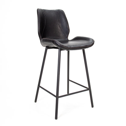 Moderner Barhocker Barron von lefurn.de mit Holzsitz und schwarzem Metallgestell, ideal für die Bar oder Küche.