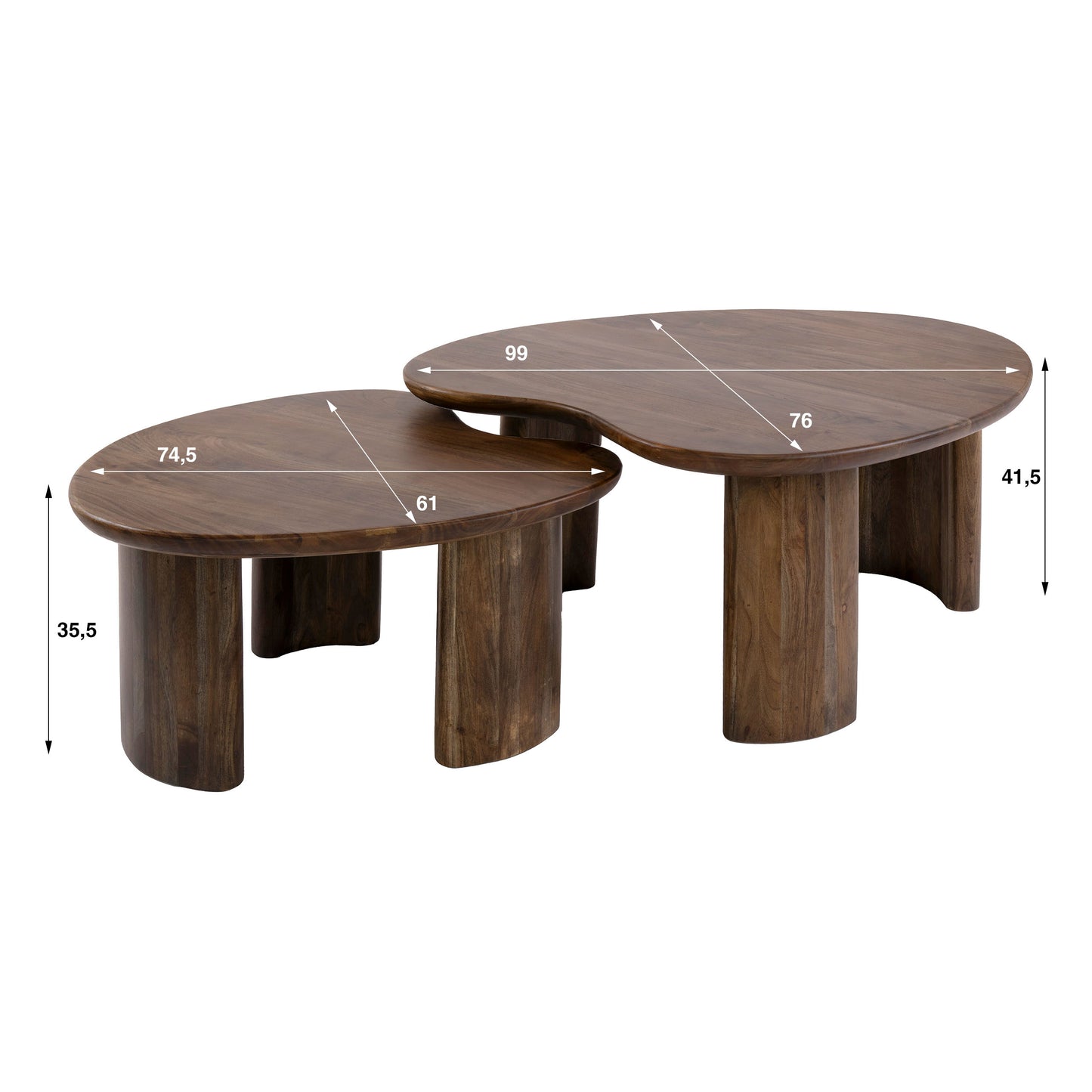 Moderner Couchtisch Mova von lefurn.de mit Holzoberfläche und Metallbeinen, im Wohnzimmer platziert.
