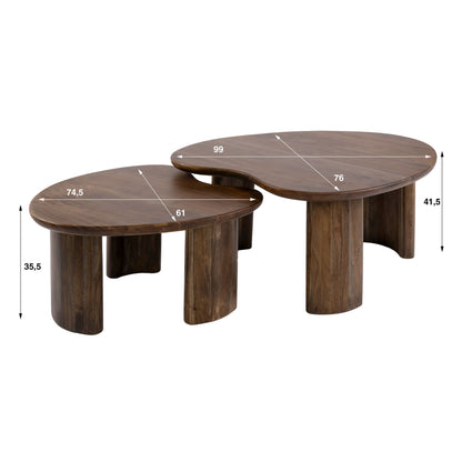 Moderner Couchtisch Mova von lefurn.de mit Holzoberfläche und Metallbeinen, im Wohnzimmer platziert.