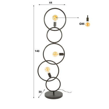 Moderne Stehlampe Loop von lefurn.de mit schlankem Design und eleganter Beleuchtung, sichtbar mit runden Lampenschirm und stabilem Standfuß