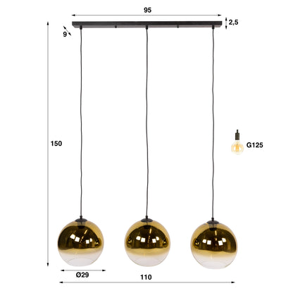 Hängelampe Bubble Shaded Gold von lefurn.de mit goldener Oberfläche und einzigartigem, geschwungenem Design, für stilvolle Beleuchtung