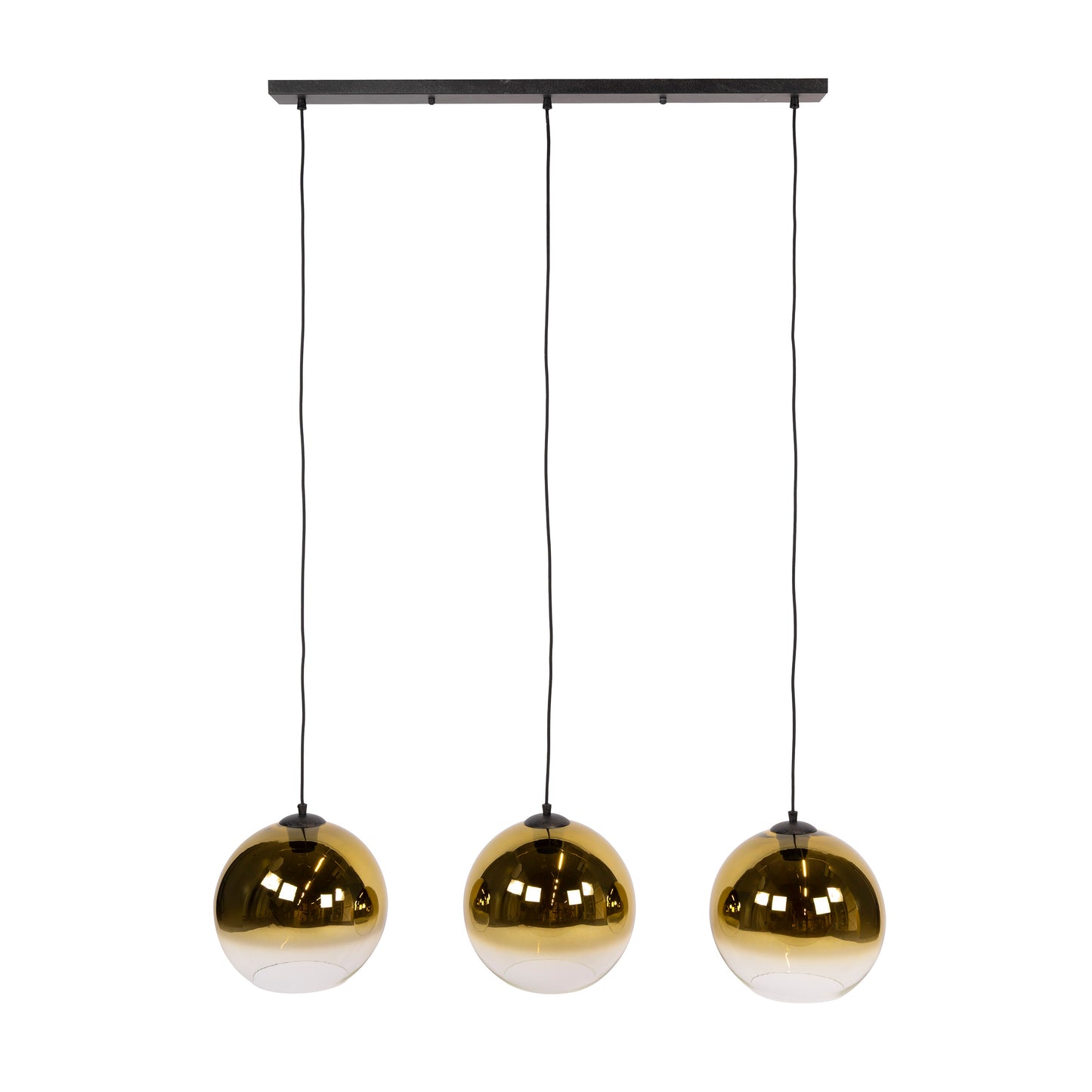 Hängelampe Bubble Shaded Gold von lefurn.de mit goldener Oberfläche und modernem Design, schwebend über einem Tisch.