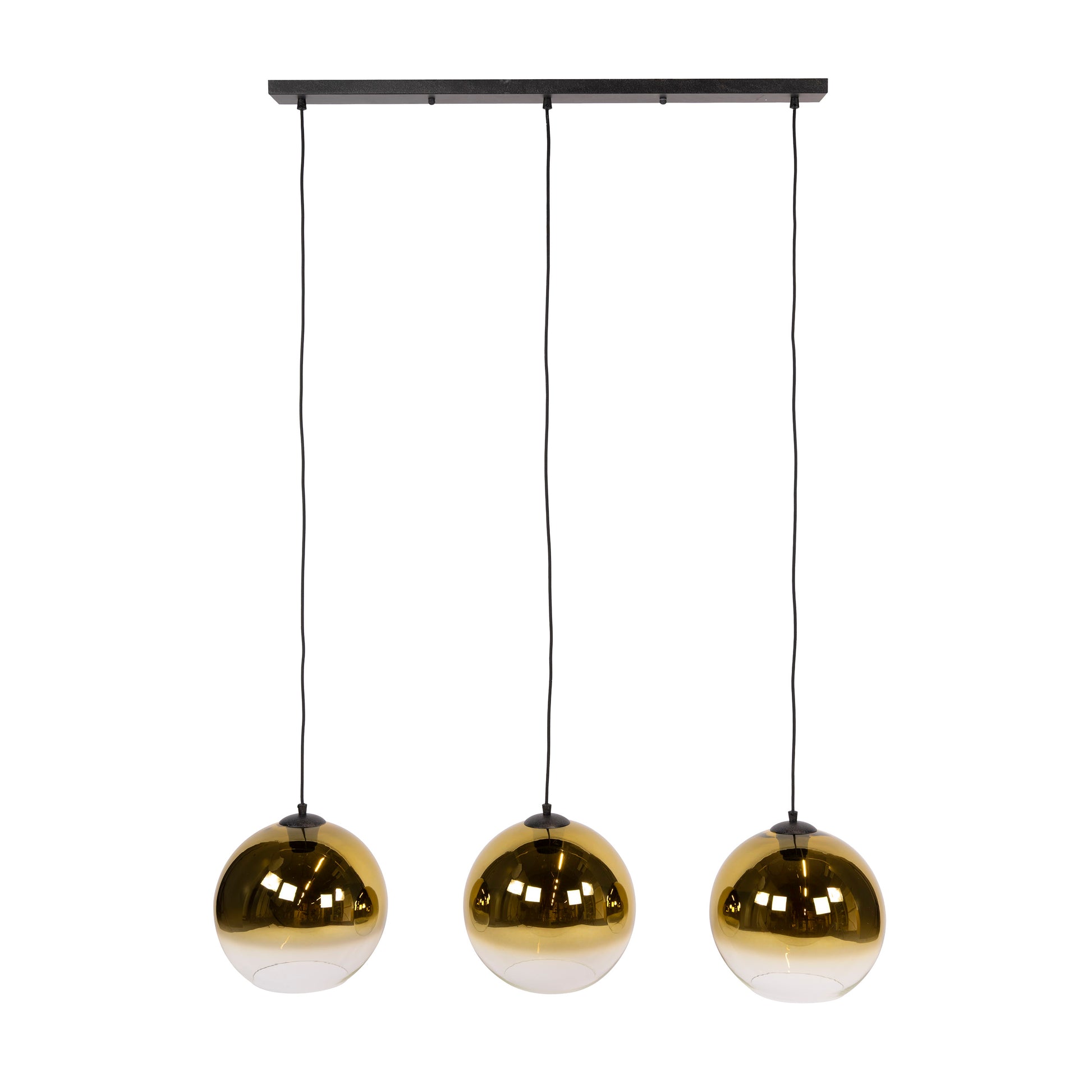 Hängelampe Bubble Shaded Gold von lefurn.de mit goldener Oberfläche und modernem Design, schwebend über einem Tisch.