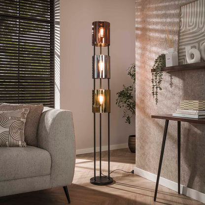 Moderne Stehlampe Lucente Tricolore von lefurn.de mit buntem Lampenschirm und eleganter Standfuß, ideal für Wohnzimmerdekoration