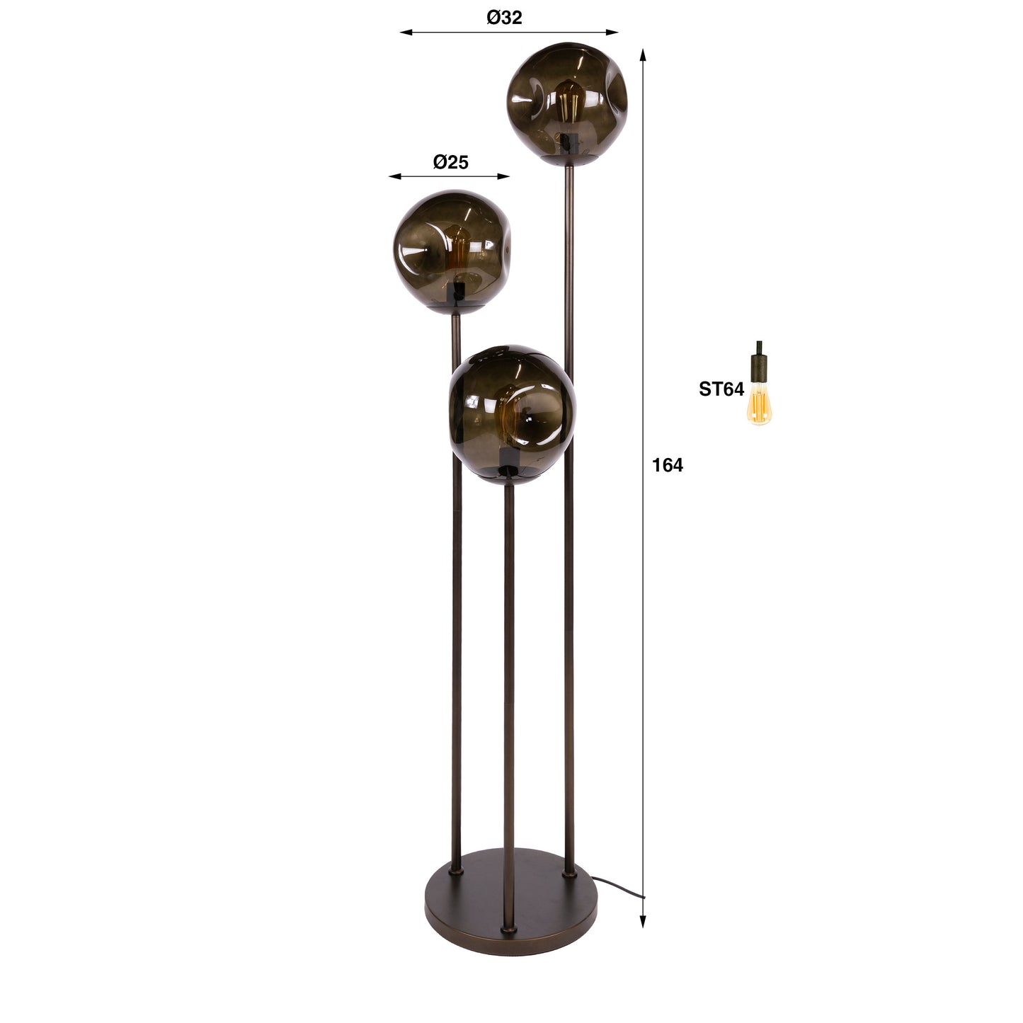 Stehlampe Stellar Sienna 3L von lefurn.de, moderne Stehlampe mit eleganten Design und warmem Licht, sichtbar mit Lampenschirm und Standfuß