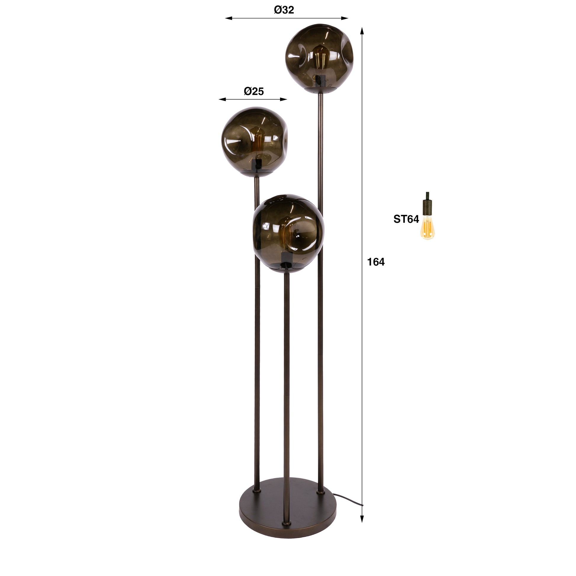 Stehlampe Stellar Sienna 3L von lefurn.de, moderne Stehlampe mit eleganten Design und warmem Licht, sichtbar mit Lampenschirm und Standfuß