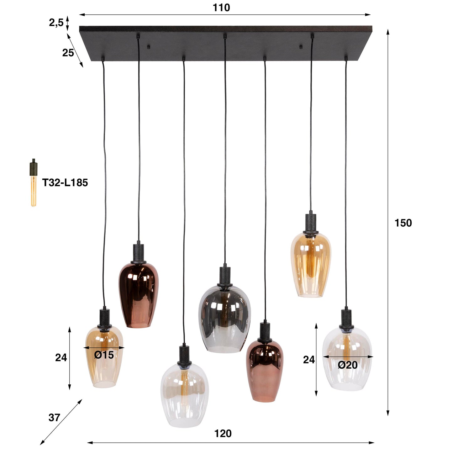 Hängelampe Amfora von lefurn.de mit dekorativem, modernen Design und warmem Licht, hängt an einer Decke in einem stilvollen Raum