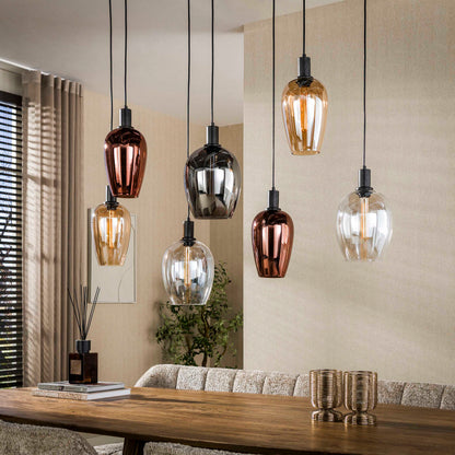 Hängelampe Amfora von lefurn.de mit kugelförmigem Lampenschirm aus Glas, moderne Beleuchtung für Wohnräume.