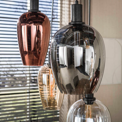 Hängelampe Amfora von lefurn.de, elegante Pendelleuchte mit gebürstetem Metall und warmem Licht, ideal für modernes Wohnambiente