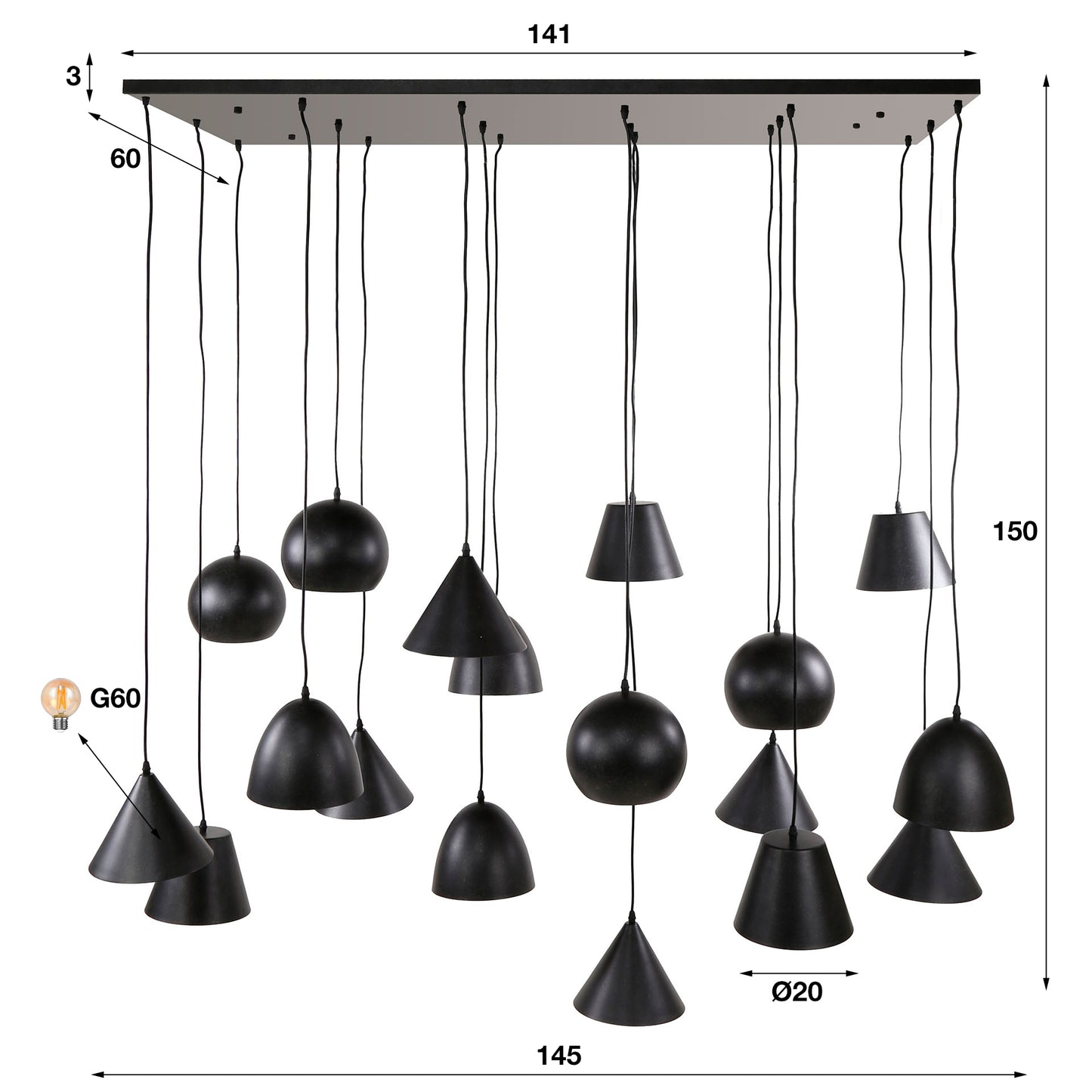 Hängelampe Metallkappe Mix XXL - lefurn.de