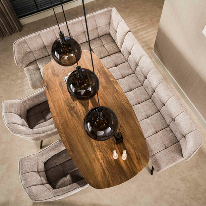 Hängelampe Sfero Brown von lefurn.de, moderne braune Pendelleuchte mit schlichter Design, sichtbar in der Abbildung.