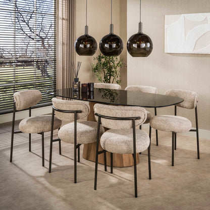 Hängelampe Sfero Brown von lefurn.de, braune Pendelleuchte mit modernem Design, sichtbar mit Lichtquelle und Kabel.
