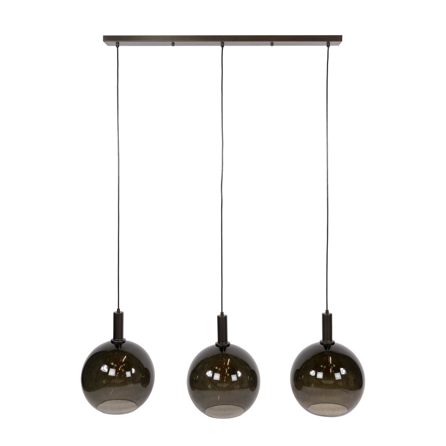 Hängeleuchte Sfero Braun von lefurn.de mit modernem Design, sichtbare Beleuchtung und braune Lampenschirme.