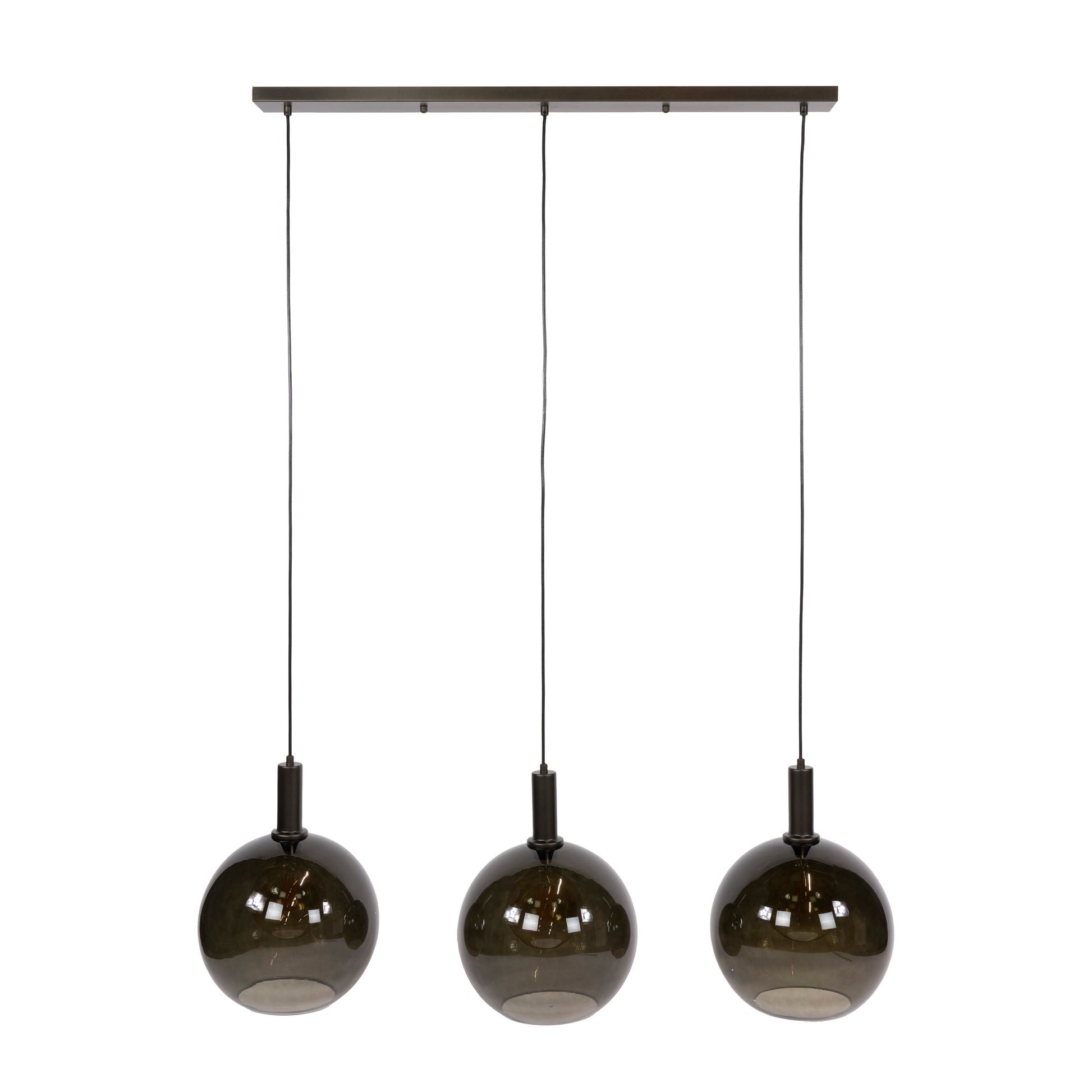 Hängeleuchte Sfero Braun von lefurn.de mit modernem Design, sichtbare Beleuchtung und braune Lampenschirme.