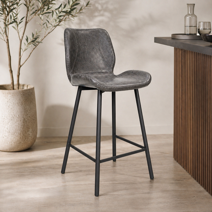 Moderner Barstuhl Barron mit Holzsitz und Metallgestell, stilvolles Design, bequem und robust für Bar und Küche.