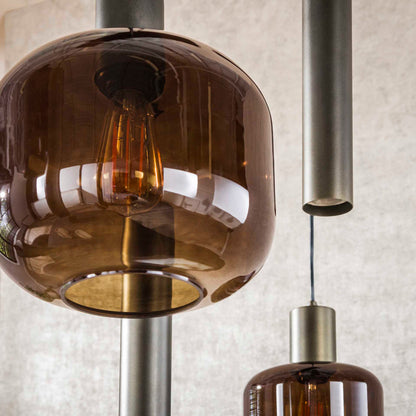 Hängelampe Bronza 4+3F von lefurn.de mit goldenen Metalllampen und modernen Design, ideal für Esszimmer oder Wohnzimmer