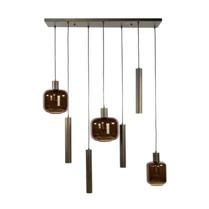 Hängelampe Bronza 4+3F von lefurn.de mit bronzefarbenem Metallgestell und mehreren Leuchten für stilvolle Beleuchtung