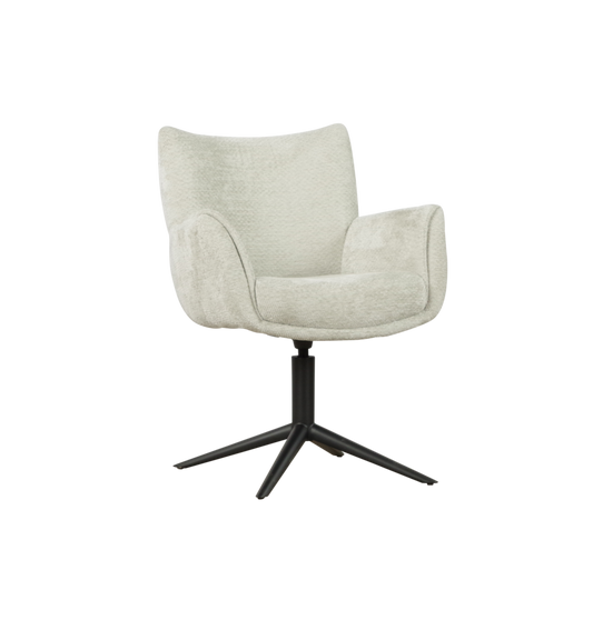 Moderner Stuhl Nate von lefurn.de mit Holzbeinen und bequemer Polsterung in hellgrau, ideal für Esszimmer oder Büro.
