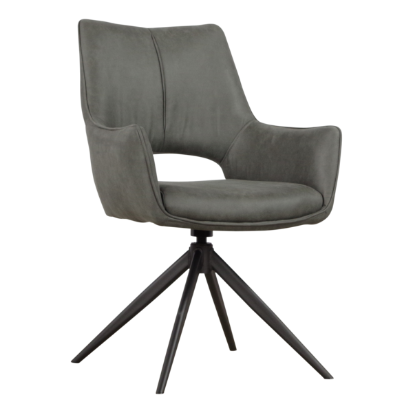 Moderner Lou Stuhl von lefurn.de mit schwarzem Sitz und Holzbeinen, bequem und stilvoll für Esszimmer oder Arbeitsbereich.