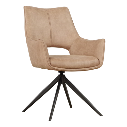 Moderner Lou Stuhl von lefurn.de mit weichem Stoffbezug und eleganter Holzstruktur, ideal für Esszimmer und Wohnzimmer.