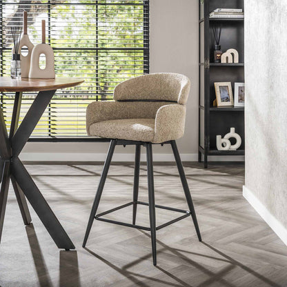 Moderner Barstuhl Gera Boucle mit bequemer Polsterung und Holzbeinen, stilvoller Sitz für Küchen und Bars, von lefurn.de