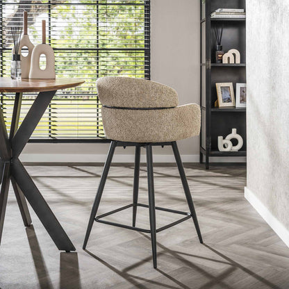 Moderner Barstuhl Gera Boucle von lefurn.de mit gepolstertem Sitz und stilvollem Design, ideal für Küchen und Bars.