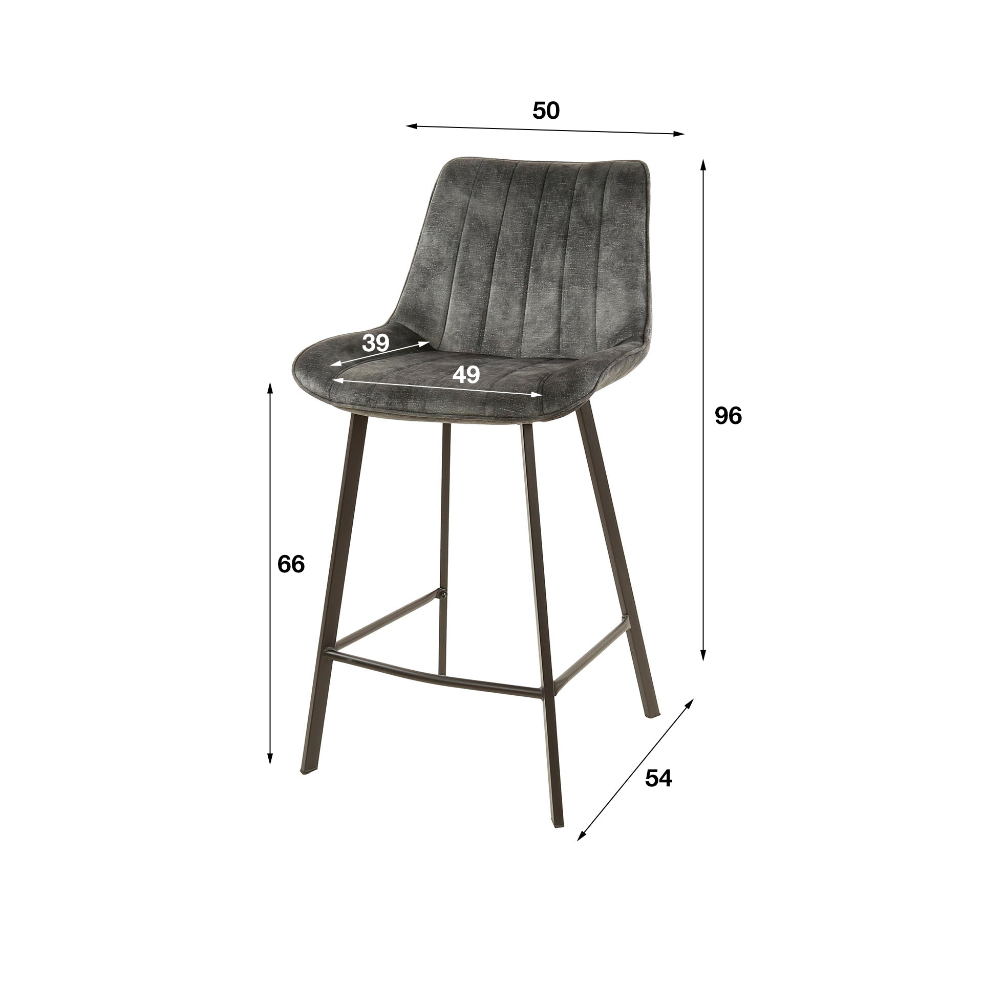 Grauer Barstuhl Brooke von lefurn.de mit gepolstertem Sitz und Holzbeinen, modernes Design für die Bar- oder Küchen-Ecke