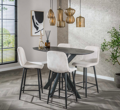 Moderner schwarzer Barstuhl Rib von lefurn.de mit gepolstertem Sitz und Rückenlehne, ideal für die Bar- oder Küchenumgebung