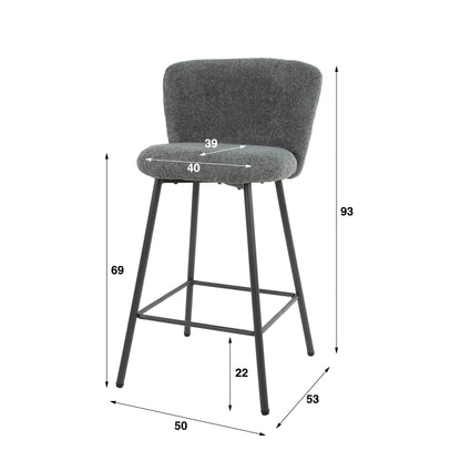 Weißer Barstuhl Curve Bouclé von lefurn.de mit modernem Design und bequemer Polsterung, ideal für die Bar oder Küche.