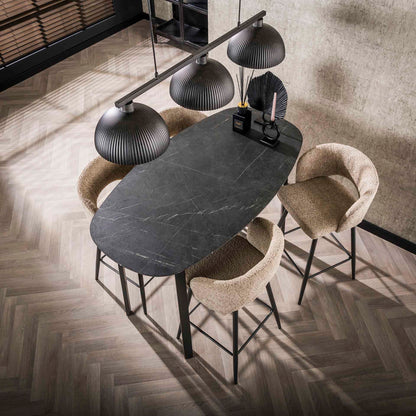 Dänischer ovaler Bartisch von lefurn.de, stilvoller Holztisch für Bar- oder Essbereiche, mit glatter Oberfläche und eleganter Form