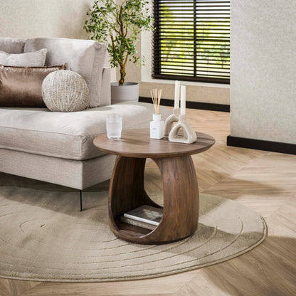 Beistelltisch Flow M von lefurn.de, moderner Tisch mit elegantem Design, aus Holz und Metall gefertigt.