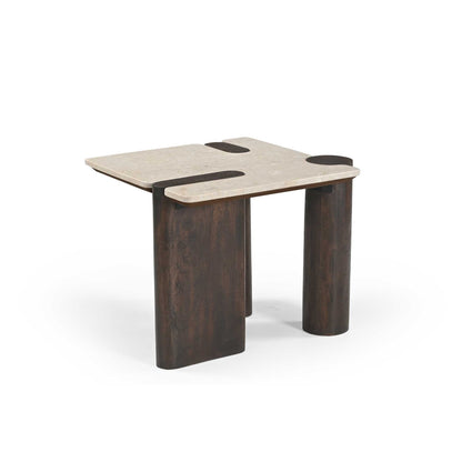 Beistelltisch Maeve von lefurn.de mit Holzplatte und Metallgestell, modernes Design für Wohnzimmer oder Schlafzimmer
