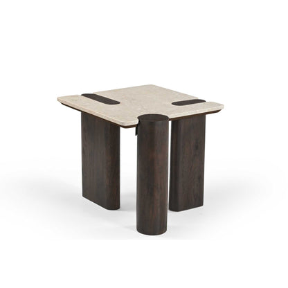 Beistelltisch Maeve von lefurn.de, moderner Beistelltisch mit Holzoberfläche und schwarzem Metallgestell, ideal für Wohnzimmer.