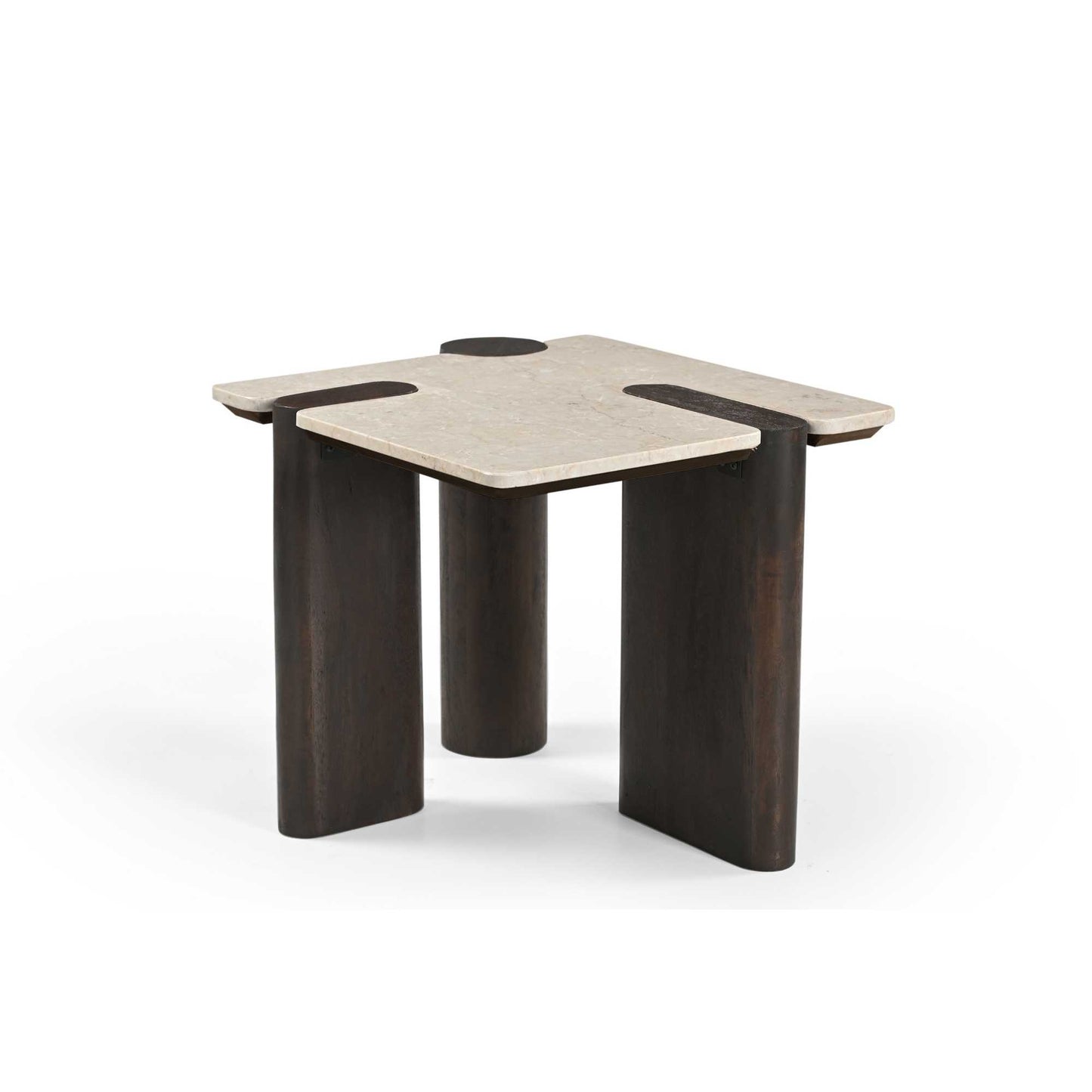 Kleiner Beistelltisch Maeve von lefurn.de mit Holzoberfläche und Metallgestell, ideal als Wohnzubehör, Nahaufnahme