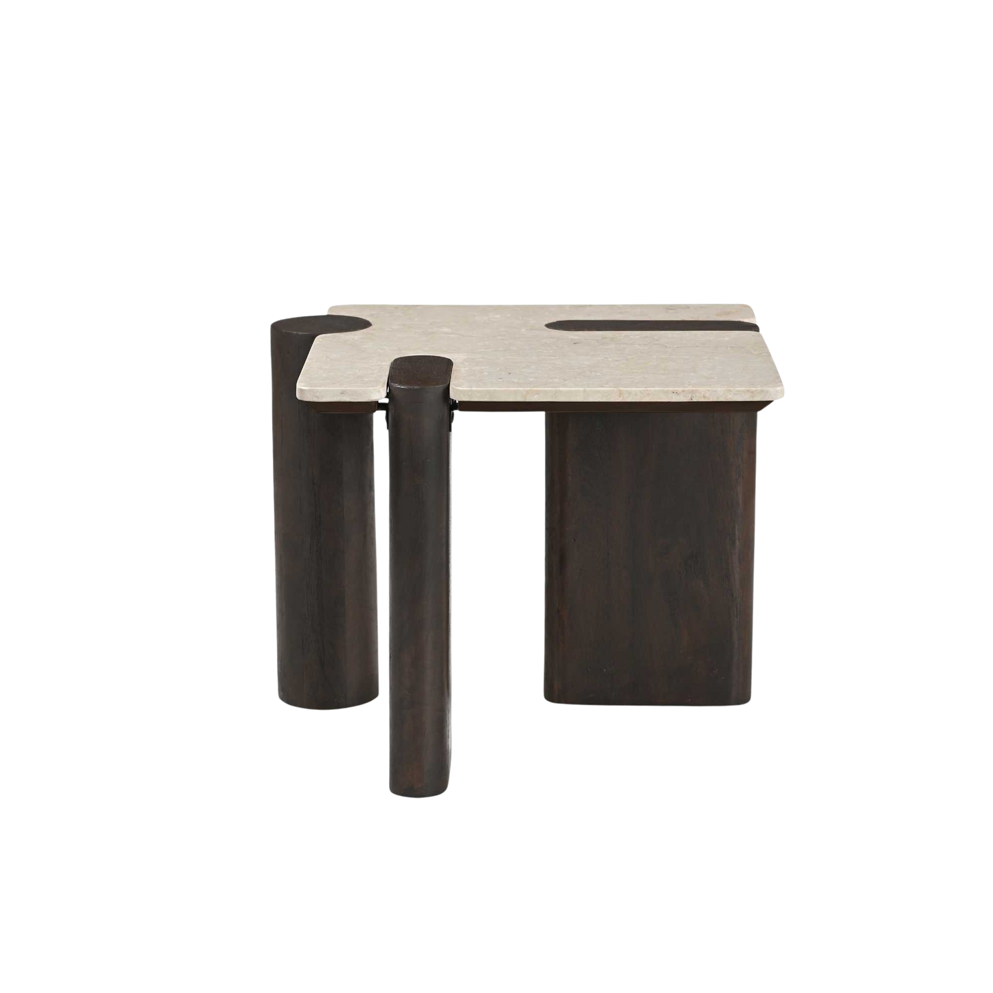 Beistelltisch Maeve von lefurn.de mit Holzoberfläche und schwarzem Metallgestell, ideal für Wohnzimmer oder Schlafzimmer.