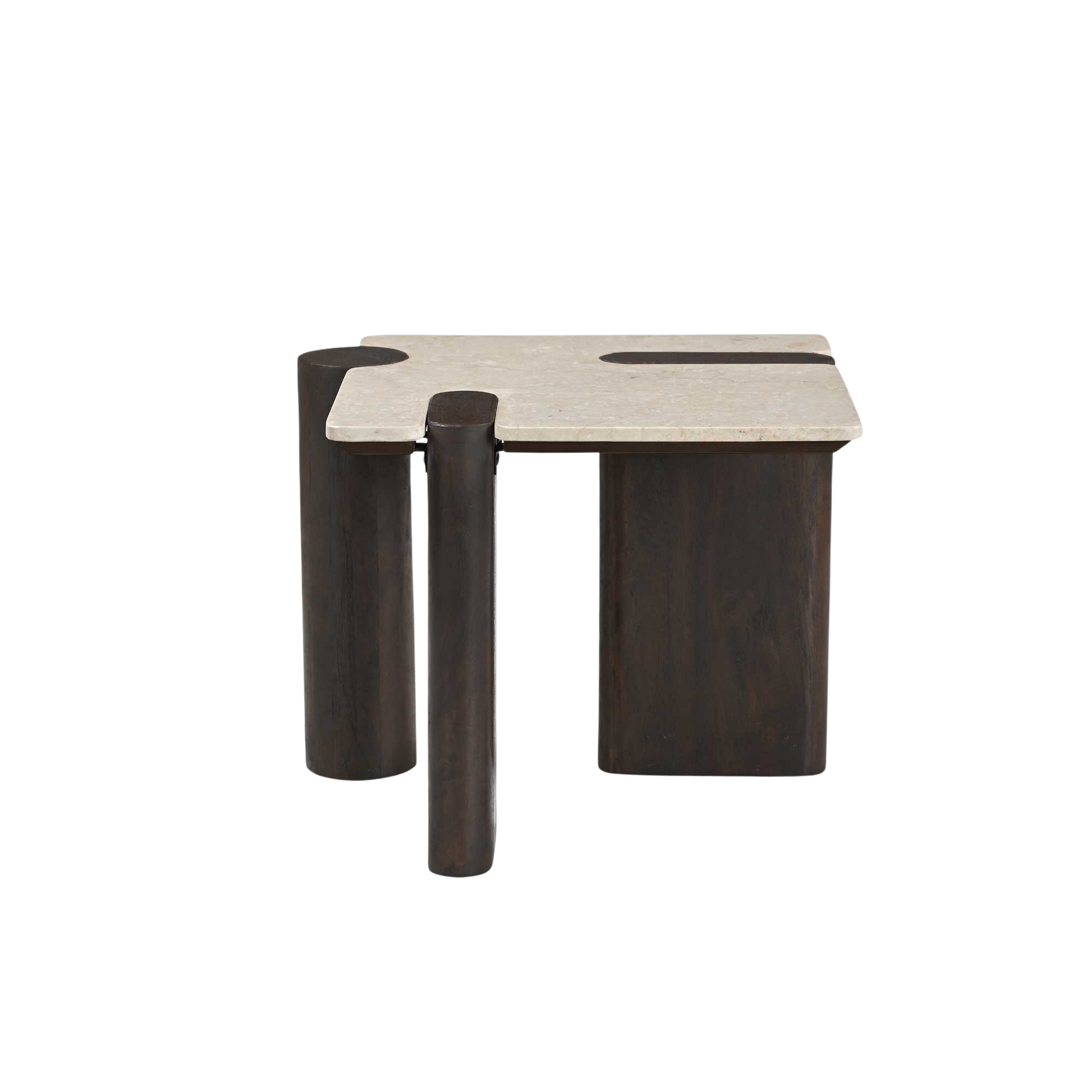 Beistelltisch Maeve von lefurn.de mit Holzoberfläche und schwarzem Metallgestell, ideal für Wohnzimmer oder Schlafzimmer.