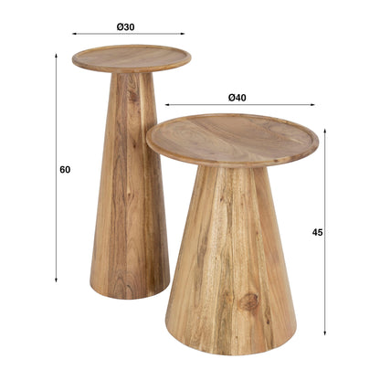 Beistelltisch Set Cone von lefurn.de mit zwei modernen, Beistelltischen aus Holz , ideal für Wohnzimmer.